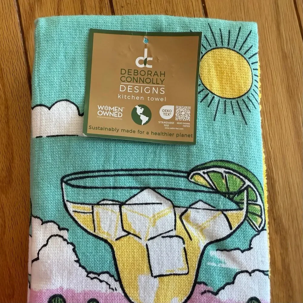 NWT Deborah Connolly Designs Margarita Desert Kitchen Towels  Set of 3